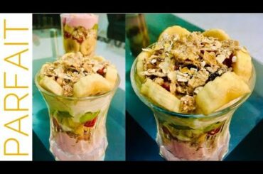Healthy Breakfast parfait/Fruit, Yogurt &Oats Parfait /Easy Breakfast Recipe.