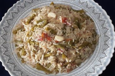 Garlic Beans Coconut milk Rice/ Dinner Recipes / Veg Recipes /Beans Recipes/Fried Rice Recipes #563