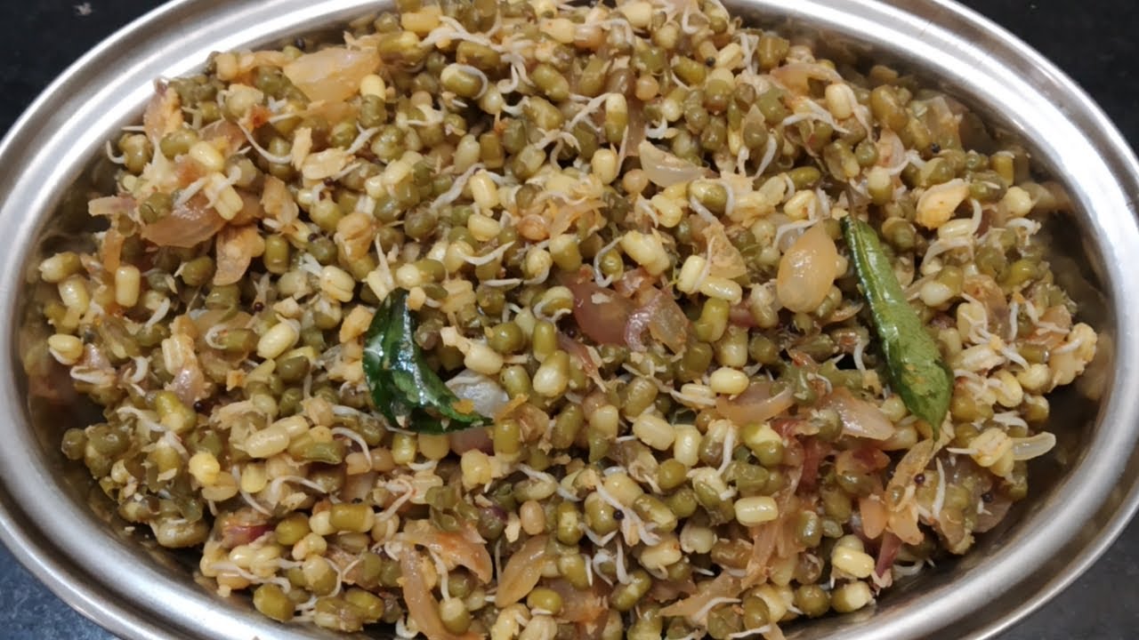 Mulai kattiya pachai payaru recipe / Sprouts poriyal / Sundal recipe / Healthy Snacks without oil Mulai kattiya pachai payaru recipe / Sprouts poriyal / Sundal recipe / Healthy Snacks without oil