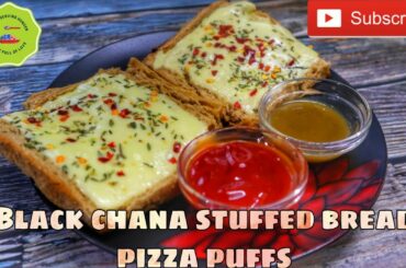 Black Chana Stuffed Bread Pizza Puffs|Healthy Sandwich|Easy to make |First Time in Youtube