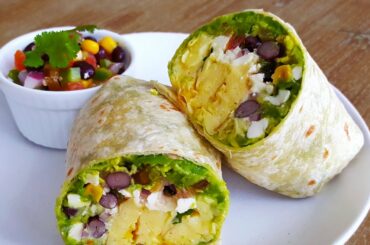 Breakfast Burrito with Easy Black Bean Salsa