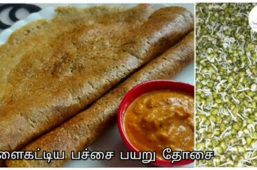 Healthy breakfast recipe | Sprouted green gram dosa recipe | Pesarattu recipe