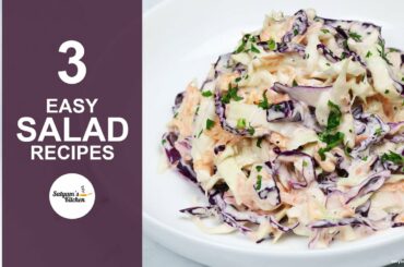 3 Easy Salad Recipes | Easy Salad Recipes | KFC Style Coleslw | Chicken Caesar Salad | Moong Salad