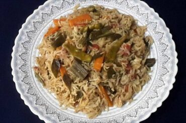 Okra Carrot Coconut Milk Rice / Dinner Recipes / Veg Recipes / Okra Recipes / Carrot Recipes #590