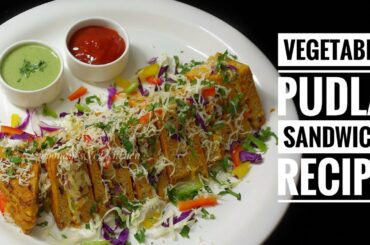 Street Style Healthy Vegetable Pudla Sandwich - Street Style Bread Pakora Sandwich Nashta Recipe