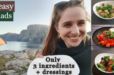 5 EASY VEGAN SALADS + different delicious dressings. Easy healthy dishes for home or picnic