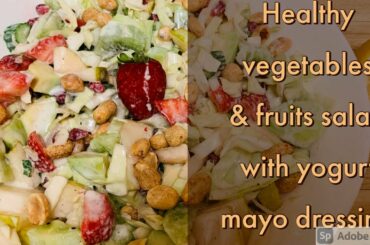 Healthy salad with yogurt mayo dressing
