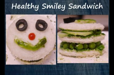 Healthy green smiley sandwich | kids special recipe | Easy sandwich recipe