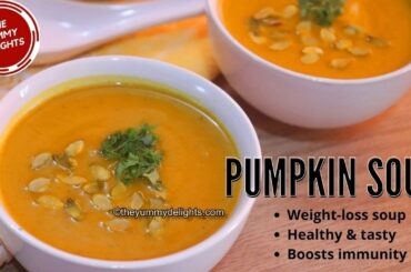 easy pumpkin soup recipe | roasted pumpkin soup | vegan pumpkin soup recipe | healthy pumpkin soup