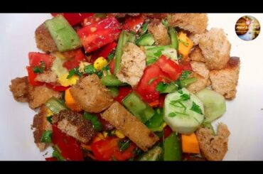 Crispy Bread Salad | Healthy Bread Salad Recipe | Sallate Me Buke Te Thekur Dhe Perime
