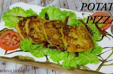 Potato Pizza Square recipe in a pan|Potato snacks recipe|kids lunch box ideas quick pizza recipe