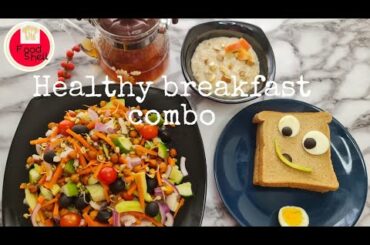 healthy breakfast recipes | weight loss|ginger tea|sprouts salad|oats&nuts meal|avocado egg sandwich