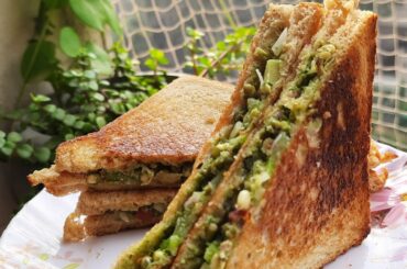 healthy sprouted green moong vegetables sandwich||quick and easy breakfast recipe||