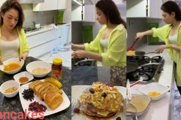 Tamannaah's cooking Pancakes ll Simple Healthy food