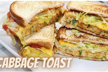 Cabbage Toast | Cabbage Bread Toast With Egg | Healthy Breakfast Recipe | Toast Recipe | Street Food