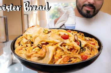 Twister bread | Stuffed bread recipe Influenced by Jamie Oliver