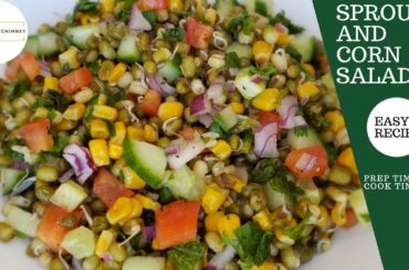 Sprouts and Corn Salad | Healthy Salad | Salad with dressing
