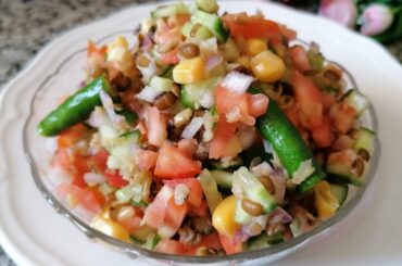 Moong dal salad, Green Grams Salad, Healthy Salad for weight loss, Cooking without fire, Renita Pais