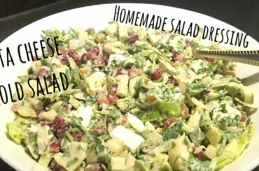 Feta cheese cold salad with homemade salad dressing || SALAD RECIPE
