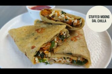 Stuffed Moong Dal Chilla | Healthy Breakfast Ideas | High Protein Breakfast | Tasty Breakfast Recipe