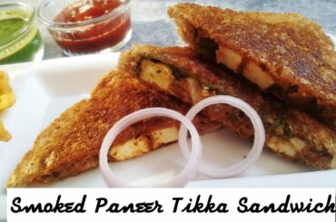 Smoked Paneer Tikka Sandwich Recipe- Paneer Tikka Sandwich on Tawa-Easy Paneer Tikka Sandwich Recipe