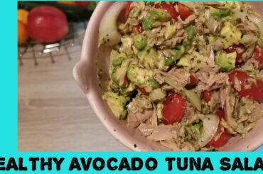 Healthy Avocado Tuna Salad Recipe +Dijon mustard dressing #healthysalad #avocadosalad #tuna #dijon