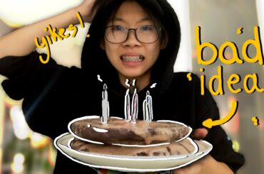 making a cake for my 14th birthday because no one else would