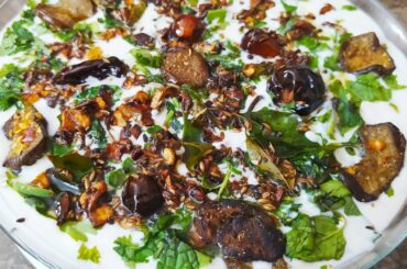 Baigan Ka Raita without frying - Low Calorie Aubergine / Egg Plant Dip - Healthy Dip for Lunch