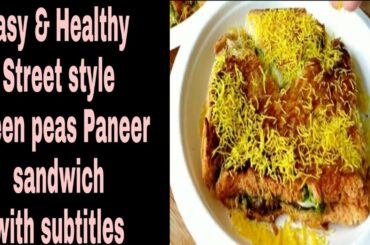 Easy and healthy green peas & paneer sandwich in telugu// Homemade streetfood// pachibatani paneer!