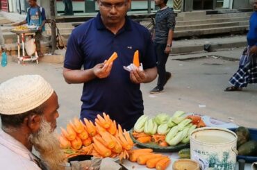 65 Years Old Man Selling Pure Natural Healthy Foods Carrot & Cucumber @ Tk 5 per piece