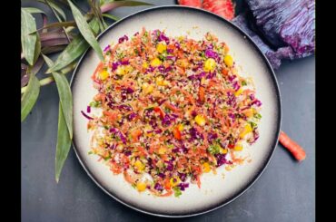 Rainbow salad with citrus dressing/easy salad recipe/healthy+vegan