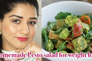homemade pesto salad for weight loss / healthy tasty pesto veg salad at home / veg salad recipe