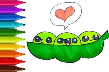 HOW TO DRAW AND COLOR CUTE BEANS FOR KIDS |  HEALTHY FOOD