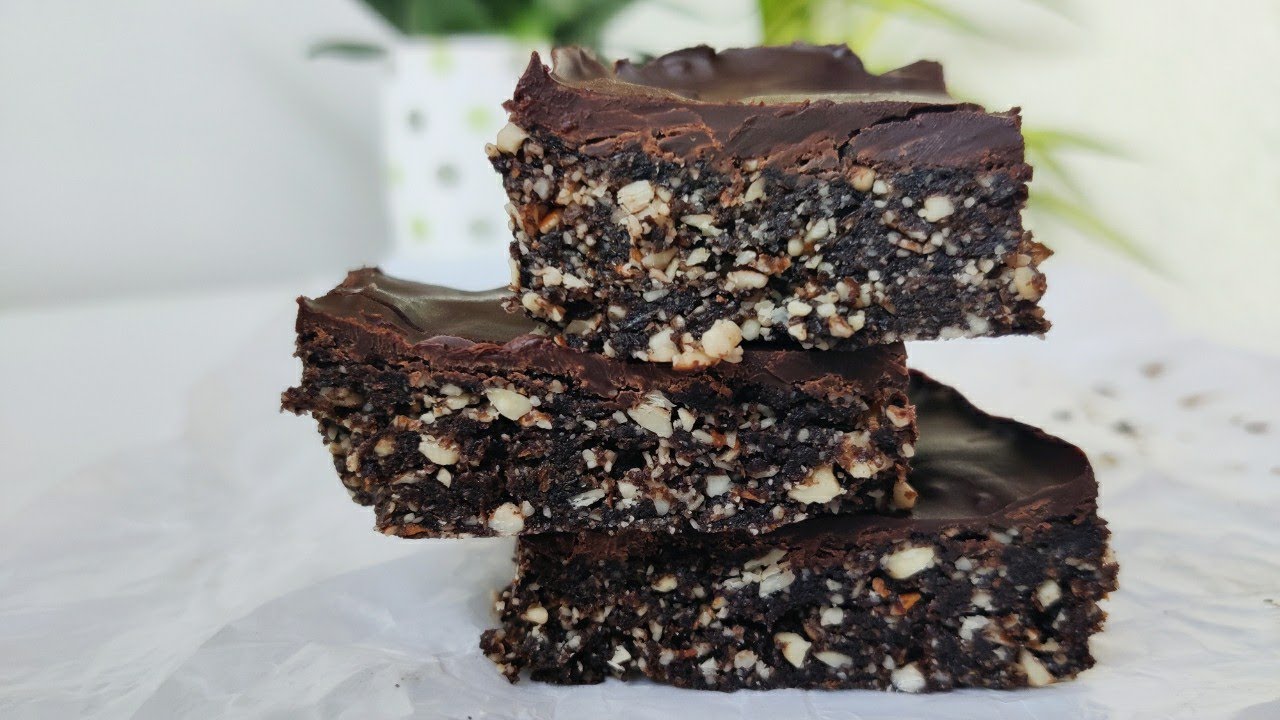 No Bake Healthy Brownie |Only 4 Ingredients Brownie |Healthy Dessert |Food Link No Bake Healthy Brownie |Only 4 Ingredients Brownie |Healthy Dessert |Food Link