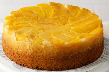 Healthy Peach Upside Down Cake (4 Ingredients)