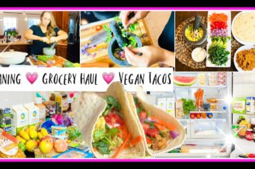 COOK, CLEAN, GROCERY HAUL // PLANT BASED VEGAN DINNER RECIPES: TACOS, GUAC, SALSA // REBECCA JEAN