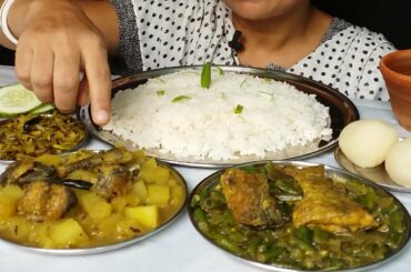 Fish Eating with Rice and Vegetable Healthy Food