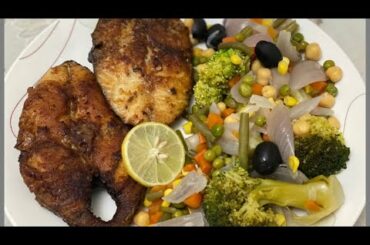 PAN FRIED KING FISH STEAKS TRADITIONAL RECIPE ||SURMAI FISH VERY HEALTHY FOOD ||GARLIC BUTTER FISH |