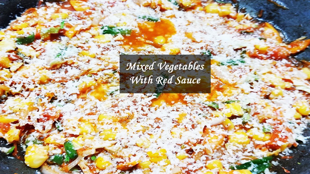 Baked Vegetables With Red Sauce / healthy salad / Healthy food / Mixed vegetables Baked Vegetables With Red Sauce / healthy salad / Healthy food / Mixed vegetables