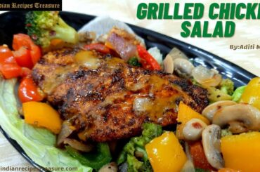 Grilled Chicken Salad with Mushroom | Quick and Healthy Home-made Salad Recipe | Weight Loss Recipe