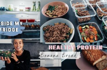 INSIDE MY FRIDGE || HEALTHY BANANA BREAD & Mini food prep for the week