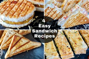 4 easy sandwich recipes | sandwich sandwich ideas for kids | kids tiffin recipes