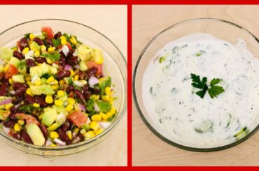 2 Healthy Salad Recipes For Weight Loss/ Avocado And Red Beans Salad/Yogurt Salad With Cucumber
