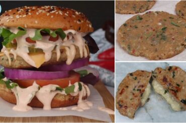Cheese Stuffed Chicken patty Kabab Recipe | Chicken Burger Patties | Healthy Kebab Recipe | Sandwich