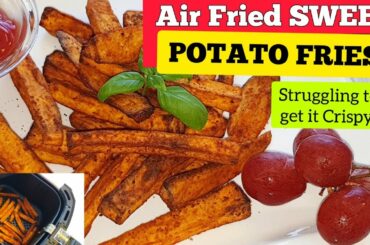 EASY AIR FRIED SWEET POTATO FRIES FROM SCRATCH CRISPY.How To Make Air Fry Sweet Potato Fries Recipe.