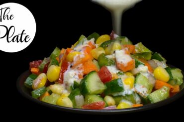 American Corn Salad with Yoghurt Ranch Dressing | Healthy and Tasty Salad Recipe | The Plate