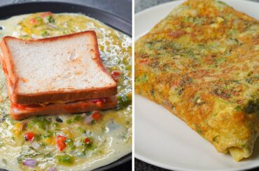 Cheesy Bread Omelette Sandwich Recipe | Easy Breakfast Recipes | Toasted