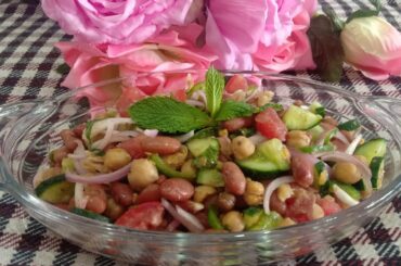 Chickpea Red bean Salad. Healthy Weight loss Salad recipe.beans deit salad..