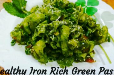 Iron Rich recipe| Healthy Green pasta| Simple & Tasty|Breakfast Recipes| KR-24