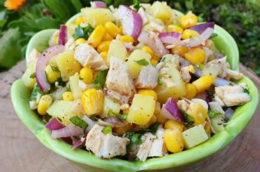 If You're Looking For A Delicious, Healthy Salad, Try This Potato Salad With Chicken!